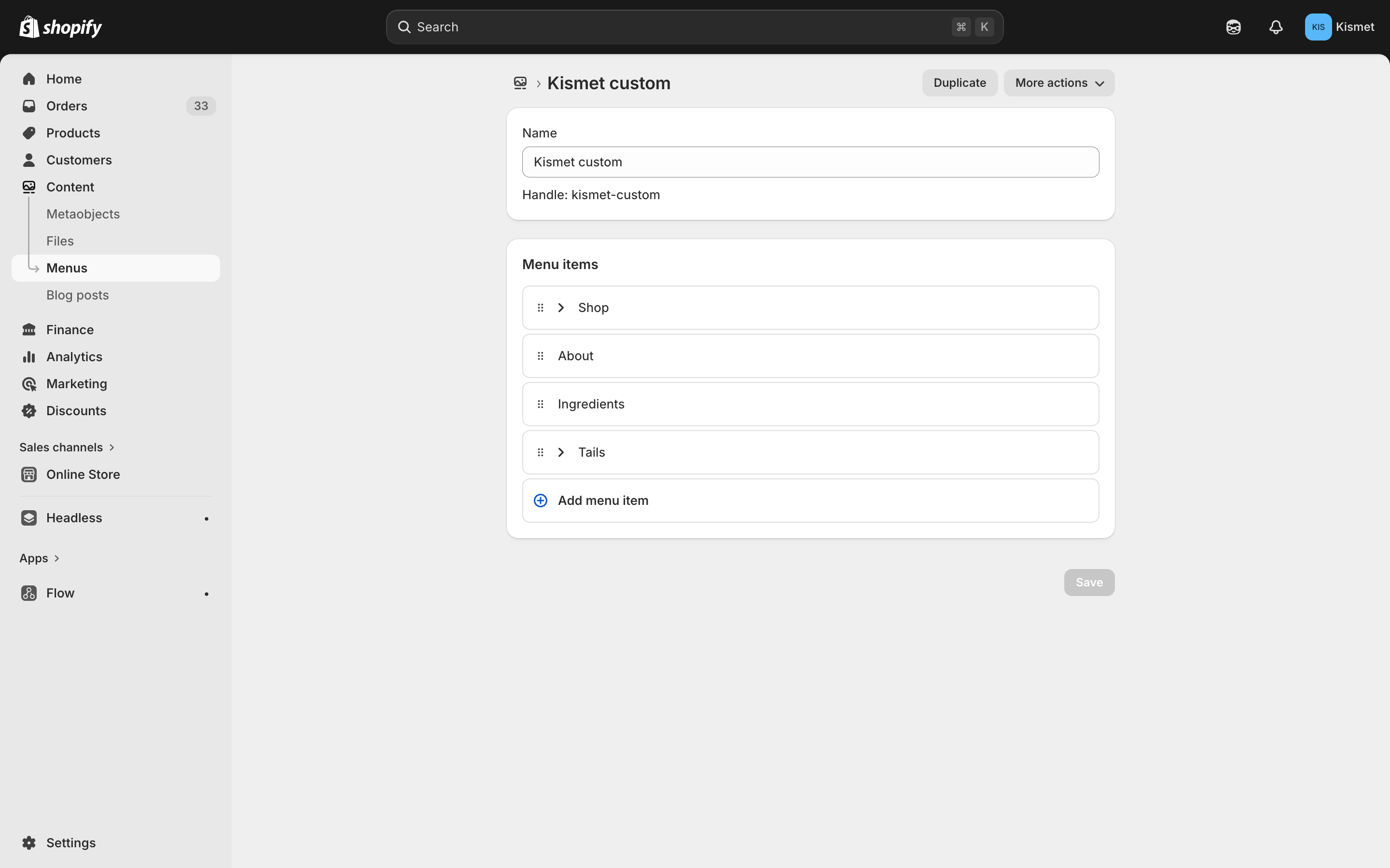 Navigation menu editor